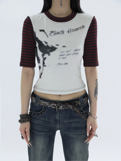 STRIPE CROPPED TEE