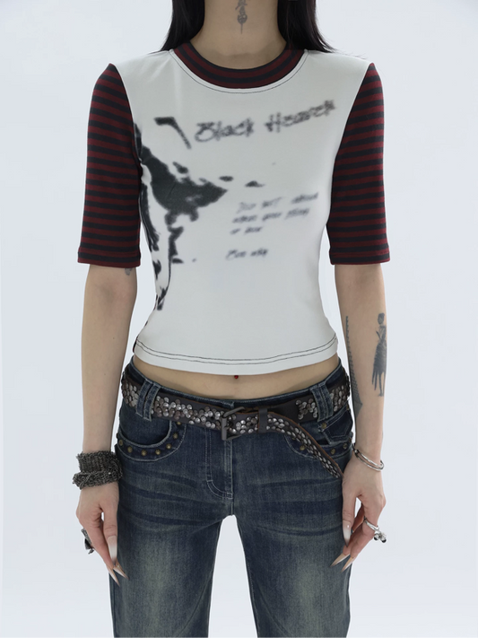 STRIPE CROPPED TEE