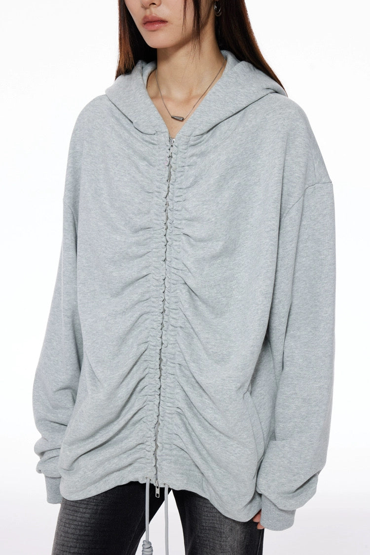 RUCHED ZIP HOODIE
