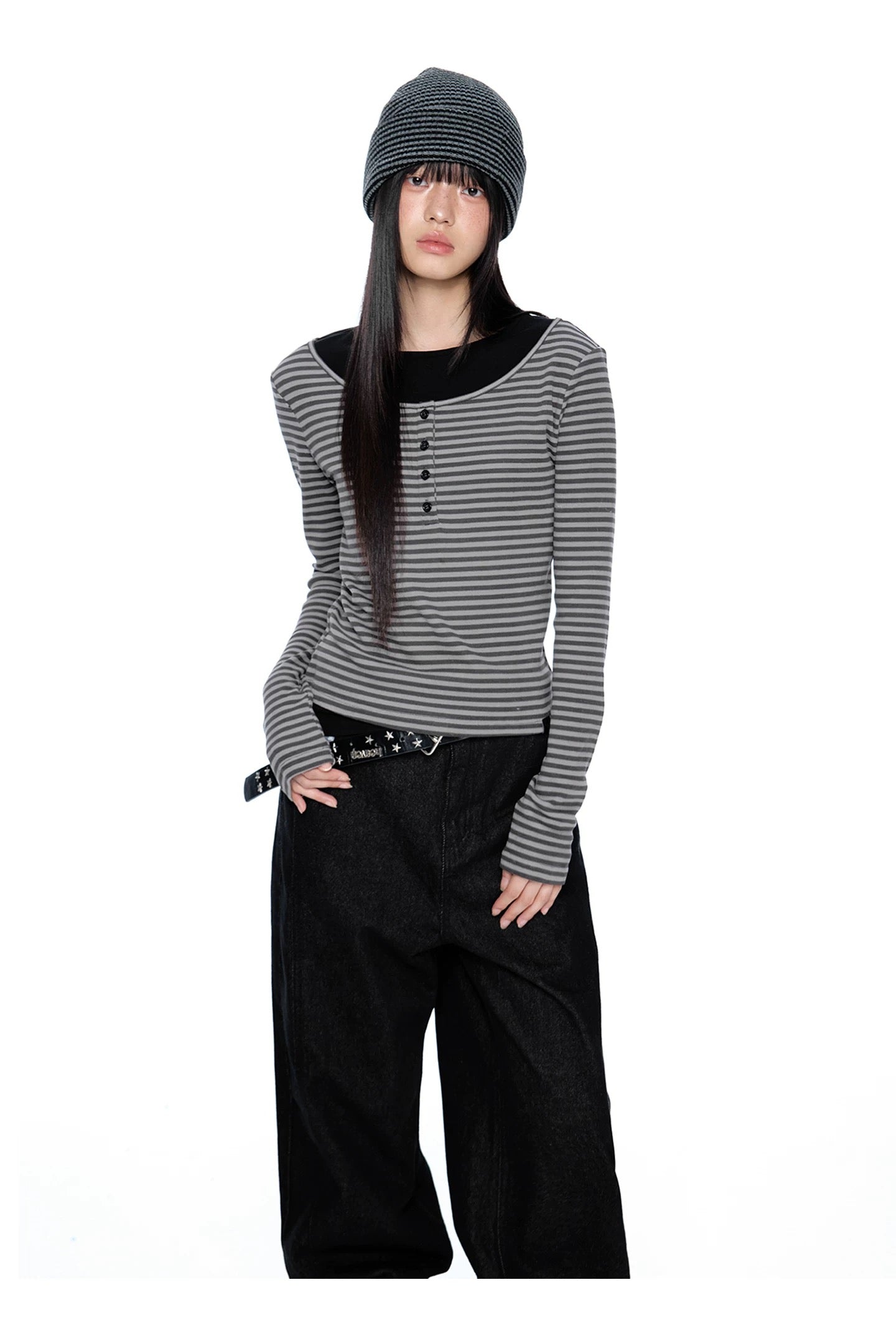 LAYERED HENLEY STRIPE