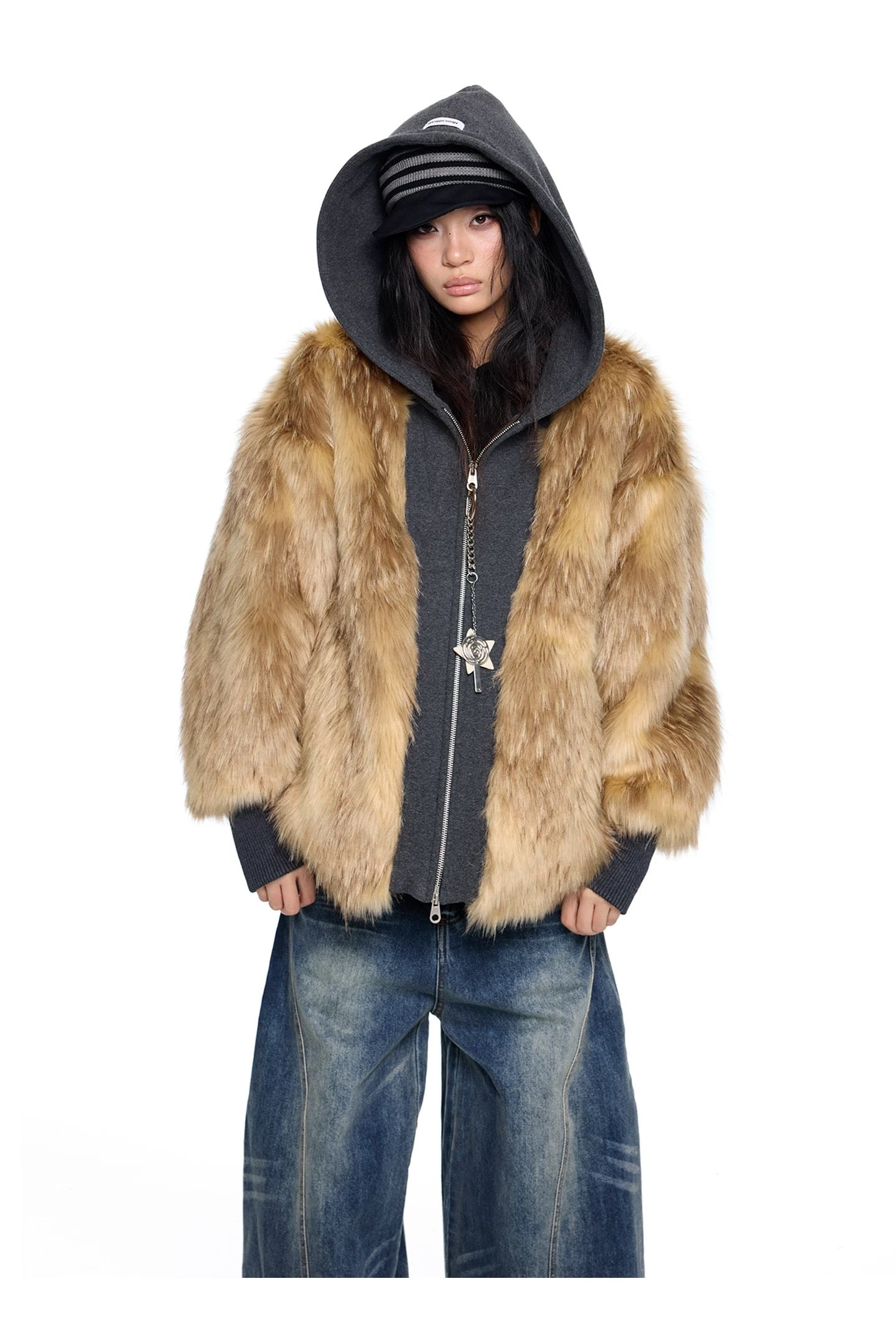 FUR OVER HOOD ZIP