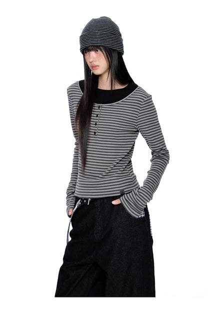 LAYERED HENLEY STRIPE