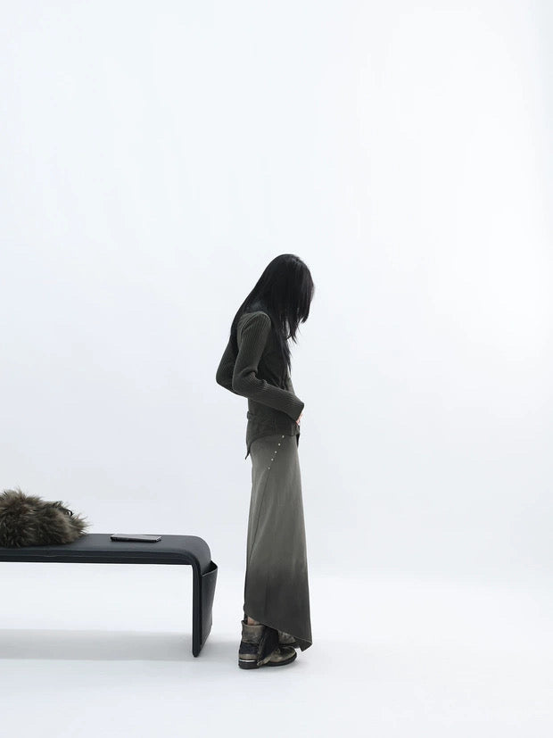 ASYMMETRY HIGH NECK SWEATER