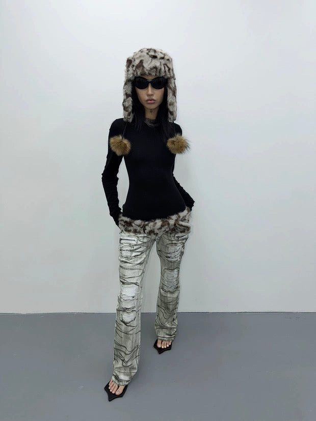 LEOPARD PLUSH CAP & BELT