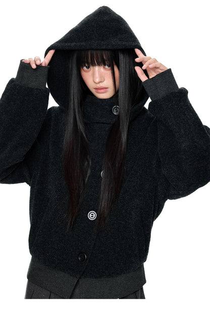 HOODED WOOL COAT
