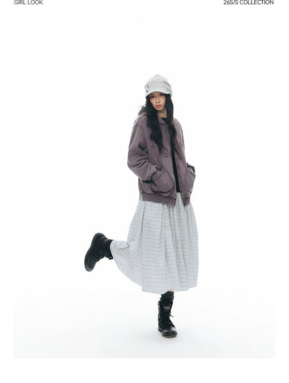 BUTTON FRONT WAVE SKIRT