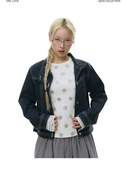 PLEATED DENIM JACKET