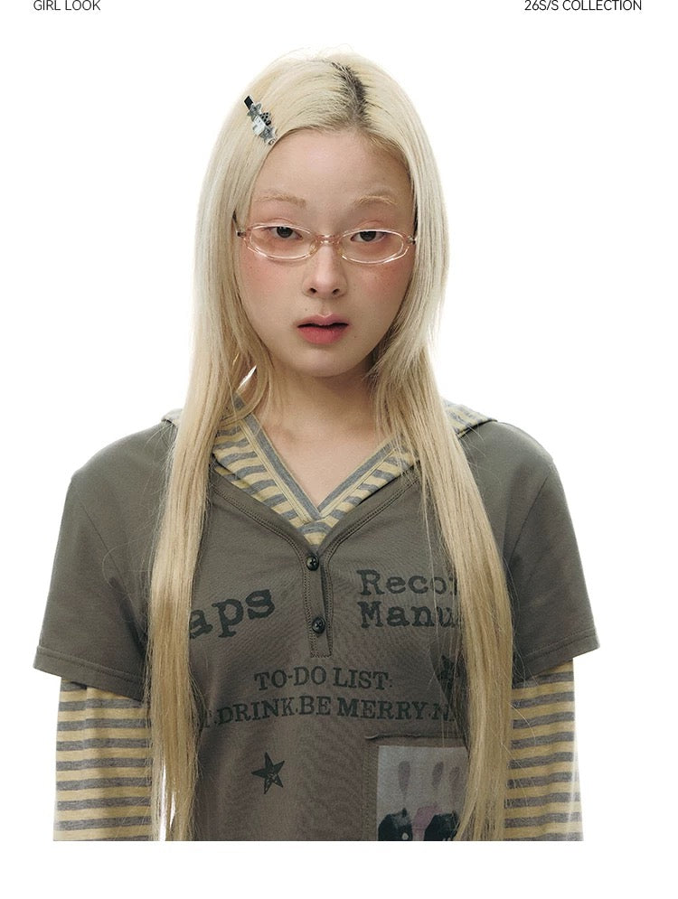 SPLICED HOODIE T-SHIRT