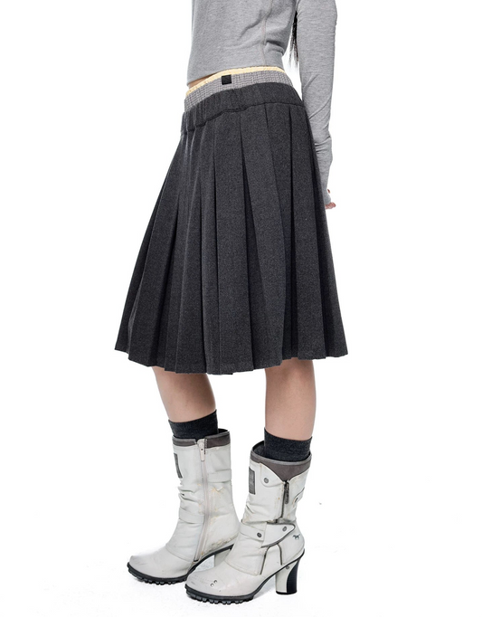 WAIST-LAYERED PLEATED SKIRT