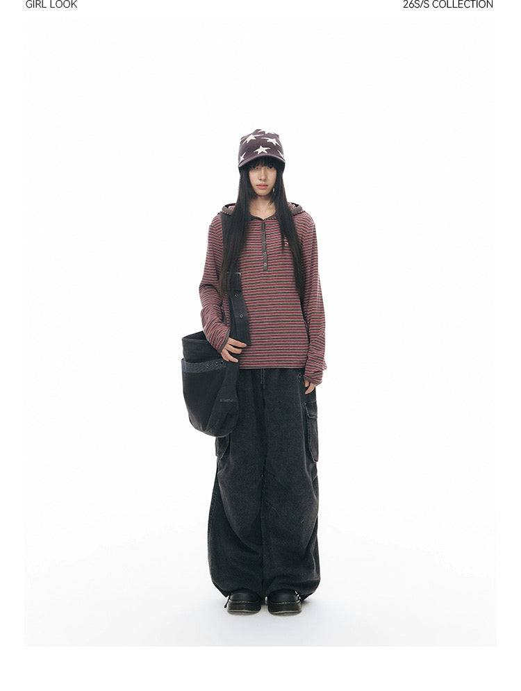 STRIPED HENLEY HOOD TOP