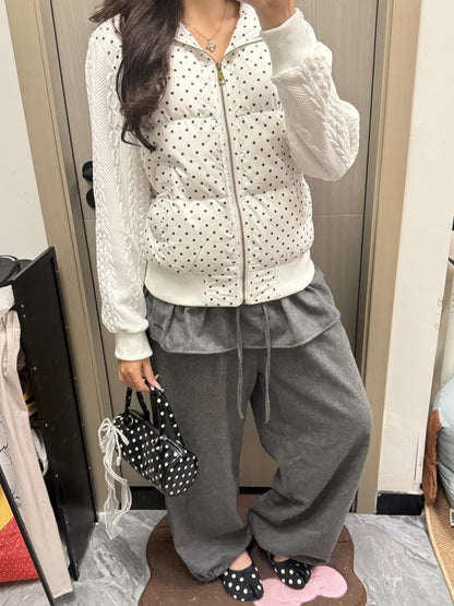 CABLE DOT PUFFER HOODIE