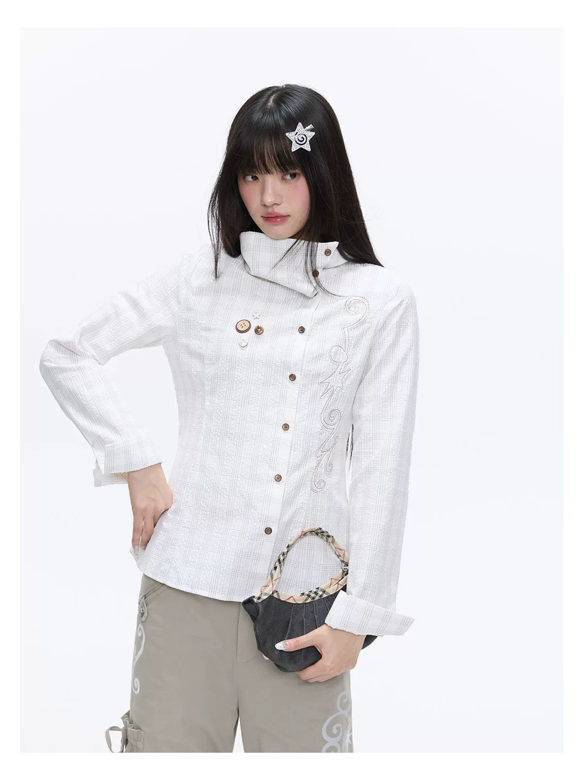 SPRING EMBROIDERED PLAID SHIRT