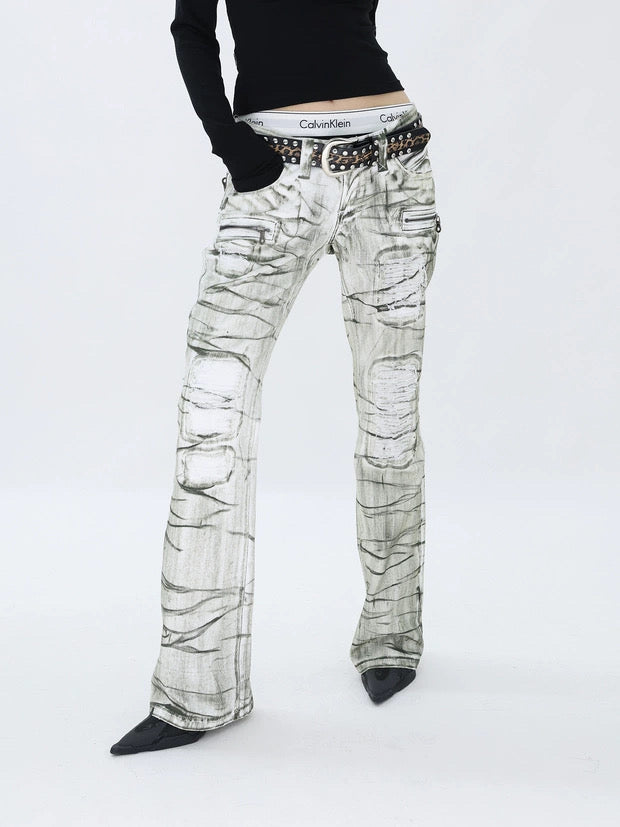 RIPPED LOW-WAIST SKINNY