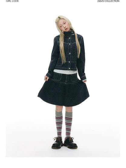 VINTAGE A-LINE DENIM SKIRT