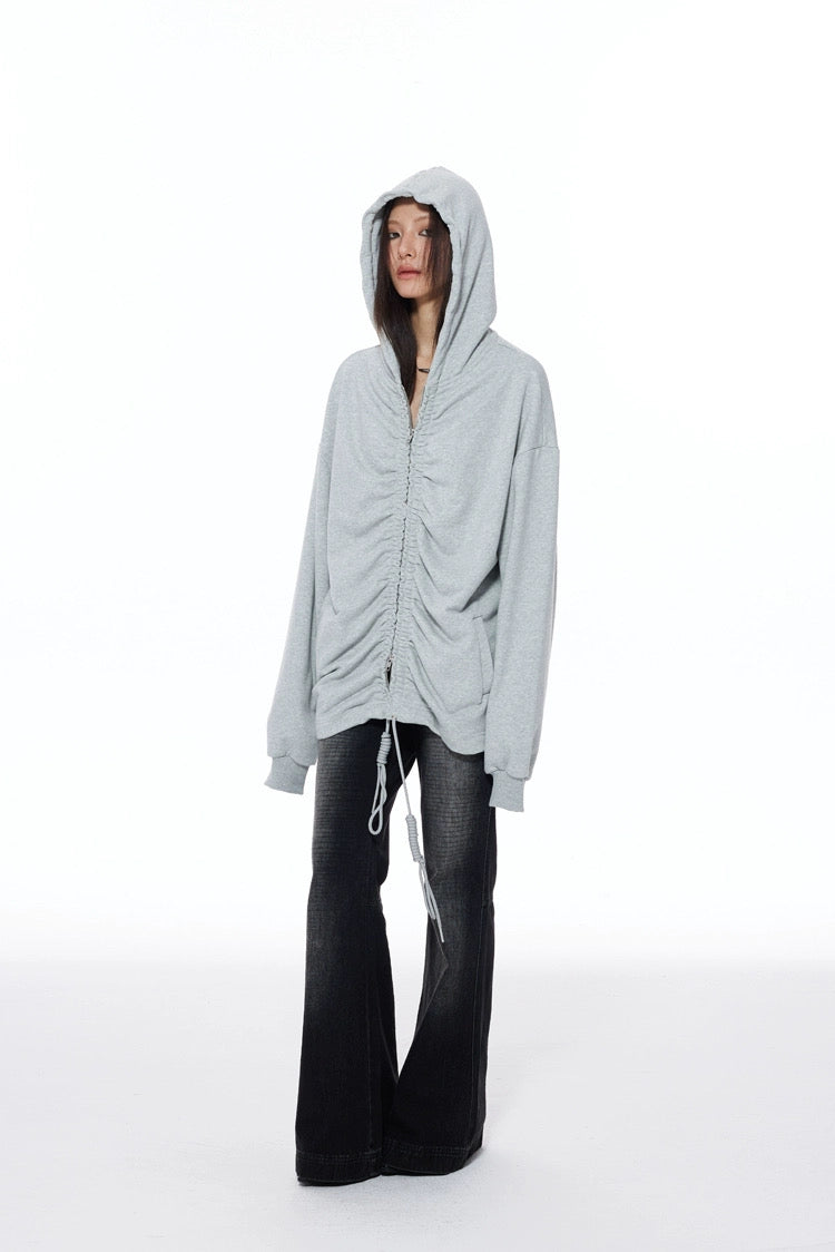 RUCHED ZIP HOODIE