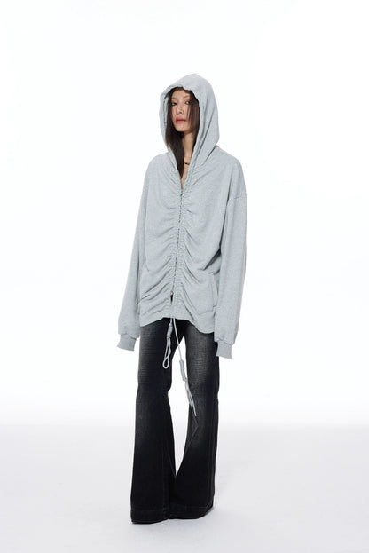RUCHED ZIP HOODIE