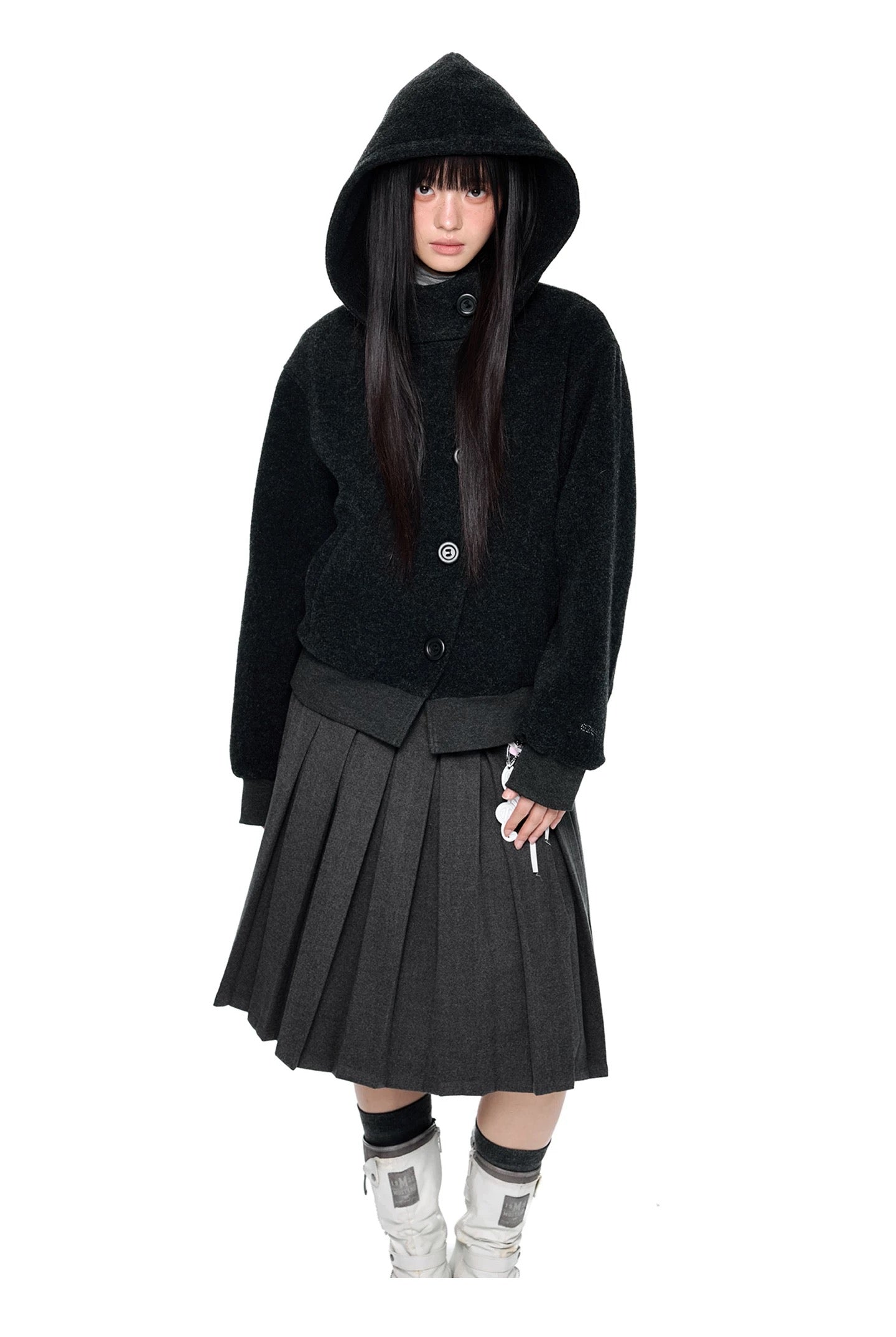 HOODED WOOL COAT