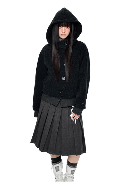 HOODED WOOL COAT