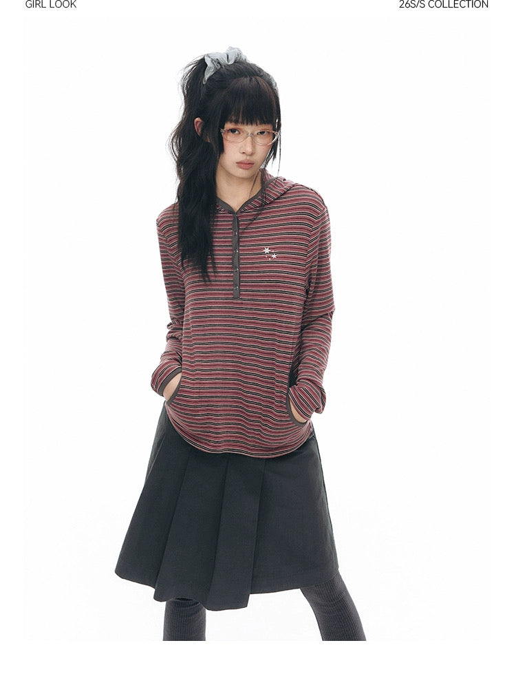 STRIPED HENLEY HOOD TOP