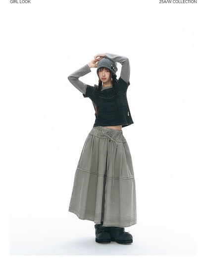 DRAWSTRING COTTON SKIRT