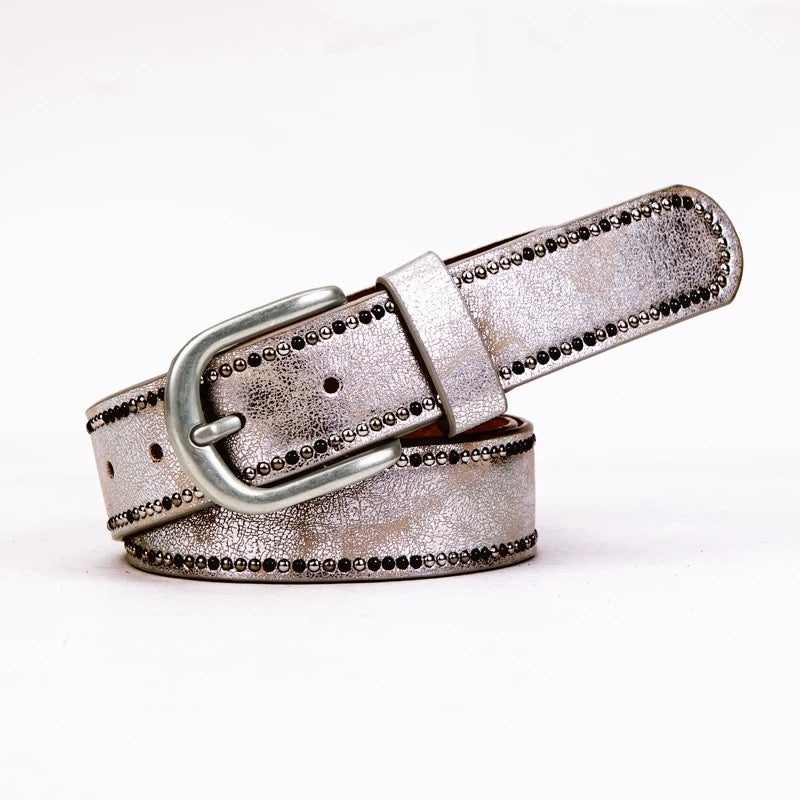 STUDDED LEATHER BELT