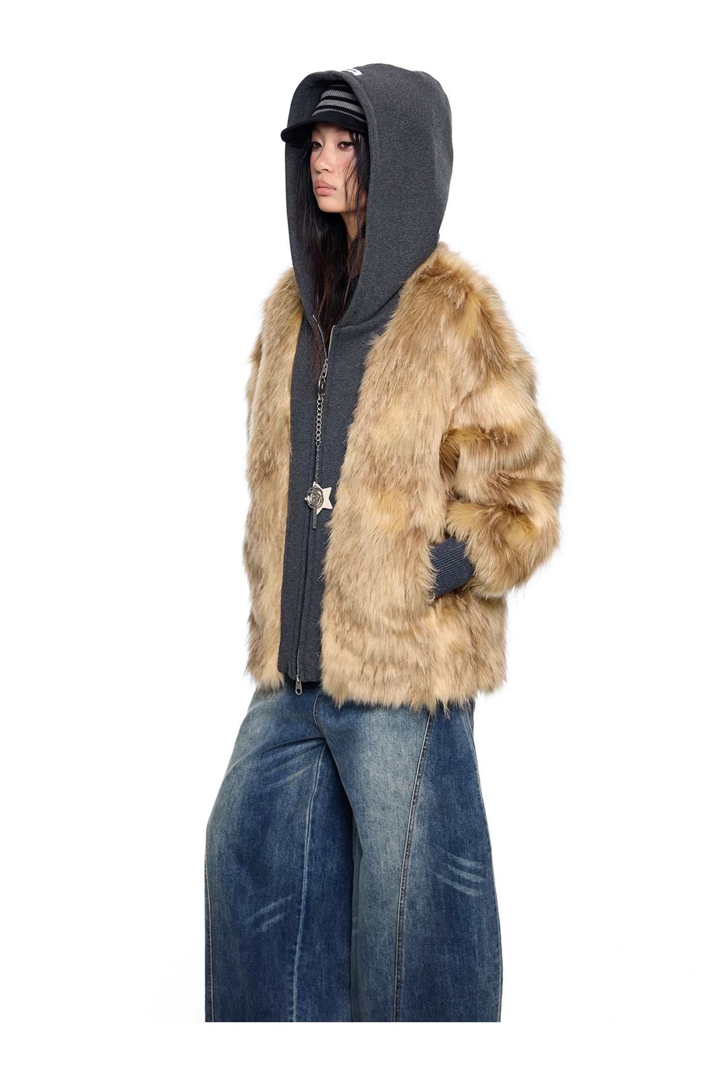 FUR OVER HOOD ZIP