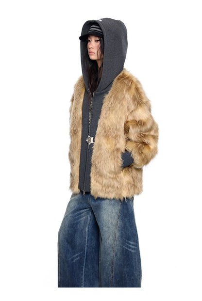 FUR OVER HOOD ZIP