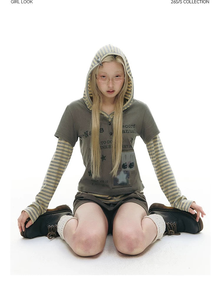 SPLICED HOODIE T-SHIRT