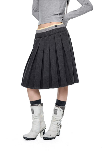 WAIST-LAYERED PLEATED SKIRT