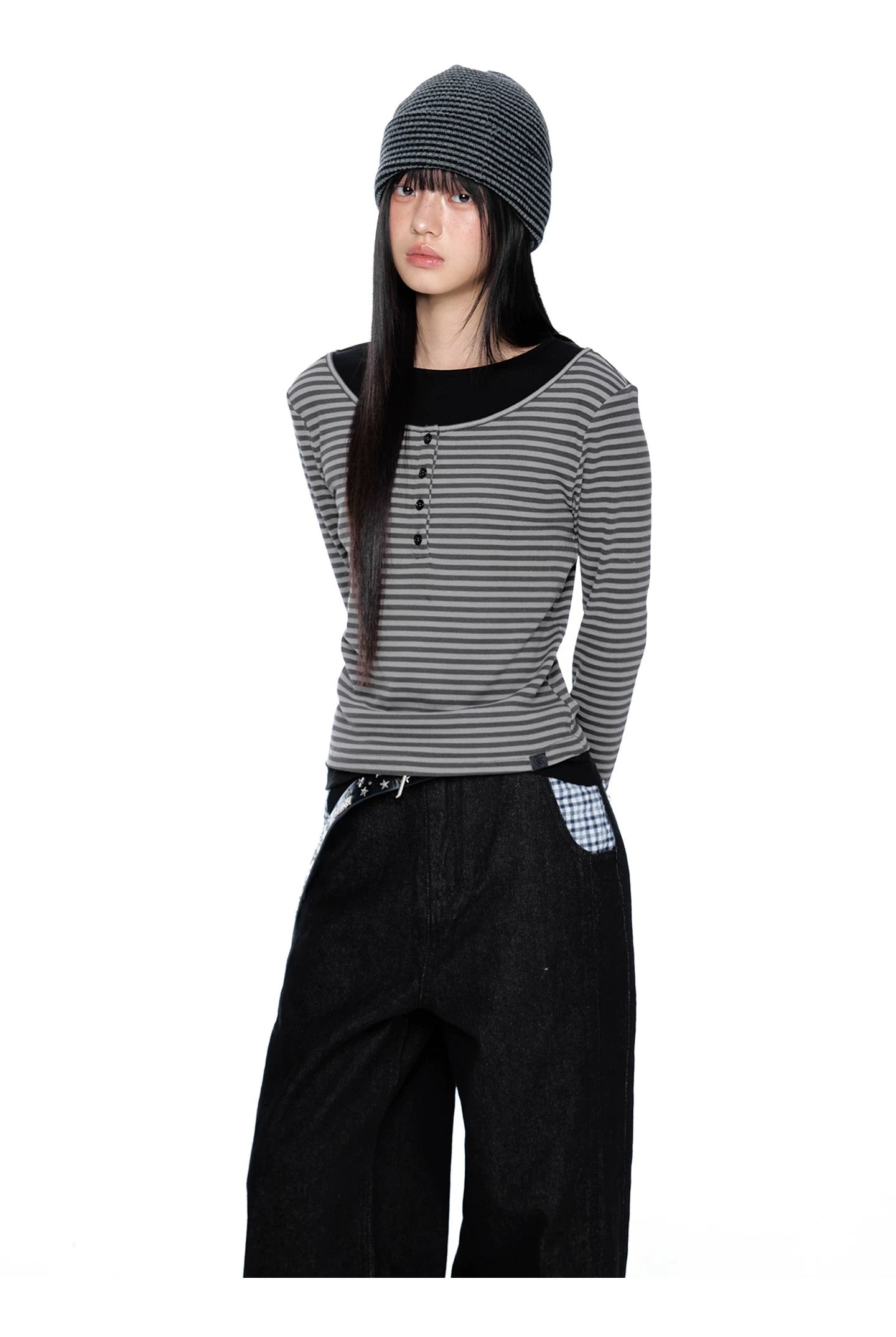 LAYERED HENLEY STRIPE