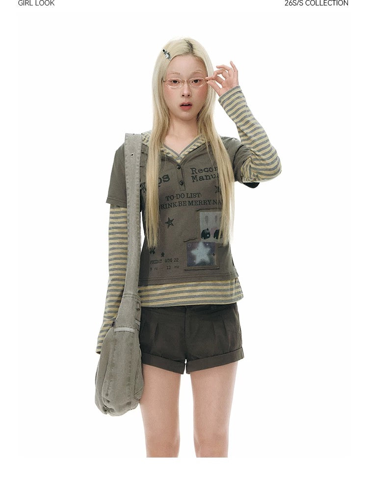 SPLICED HOODIE T-SHIRT