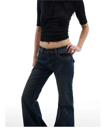 RIVET LOW-WAIST JEANS