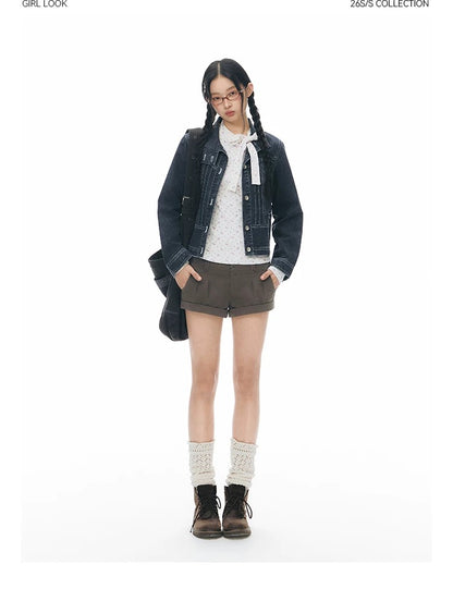 PLEATED DENIM JACKET