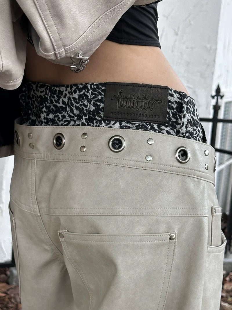 PUNK LEOPARD LAYERD PANTS