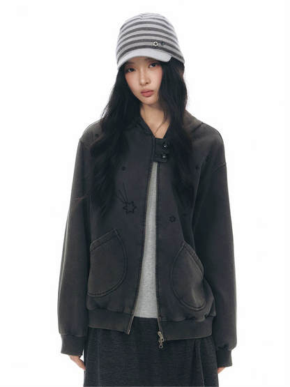 PLAID-TAB HOODED ZIP