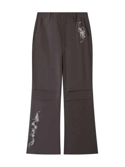 EMBROIDERED FLARE SLACKS