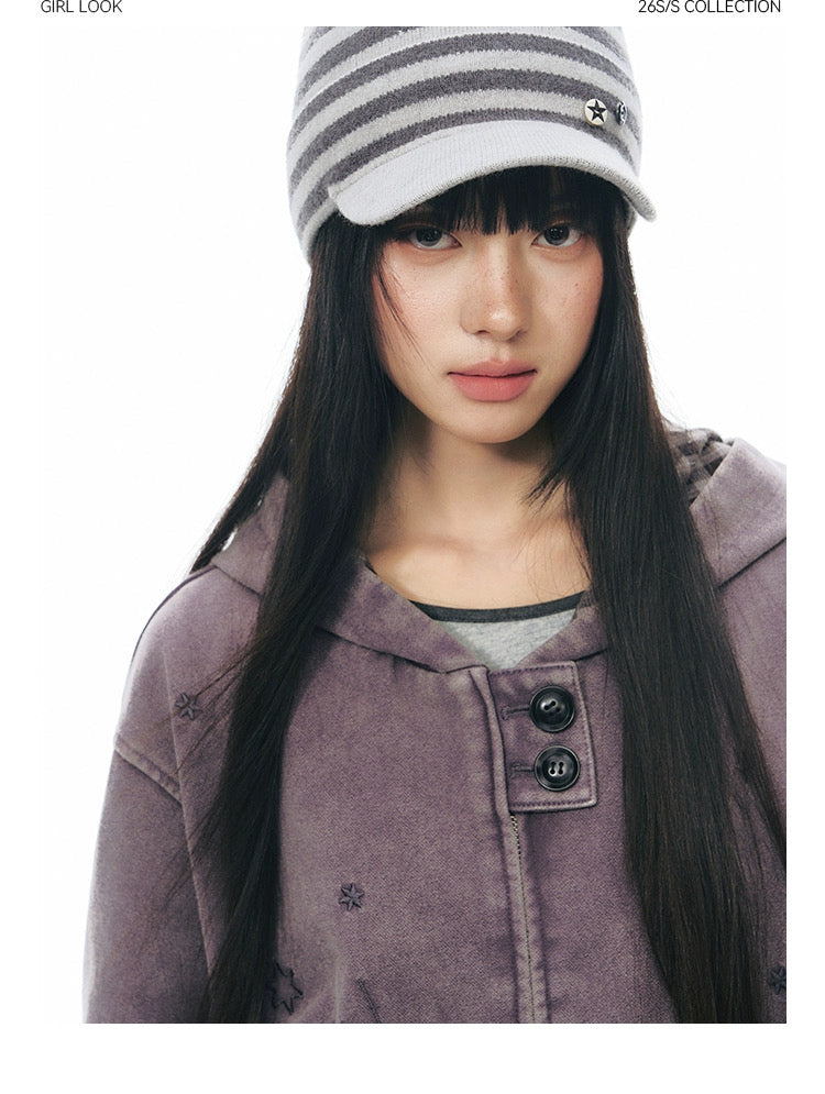 PLAID-TAB HOODED ZIP