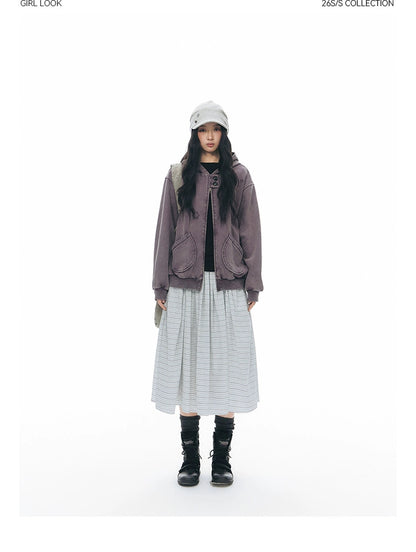 PLAID-TAB HOODED ZIP