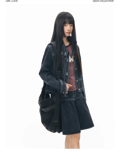 VINTAGE A-LINE DENIM SKIRT