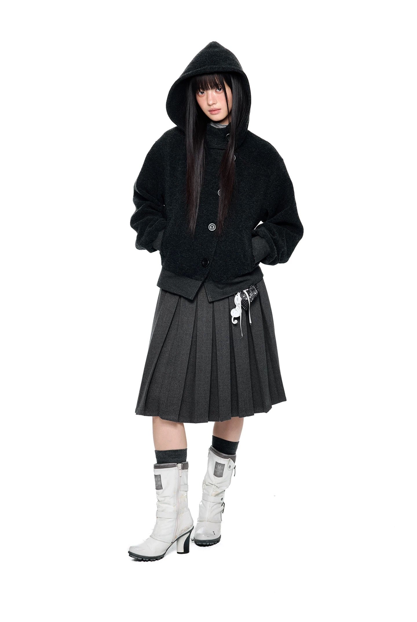HOODED WOOL COAT