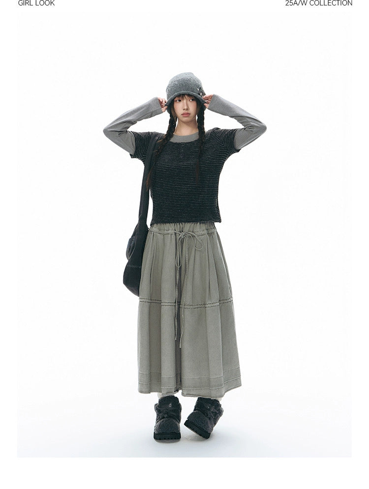 DRAWSTRING COTTON SKIRT