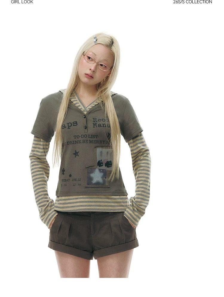 SPLICED HOODIE T-SHIRT