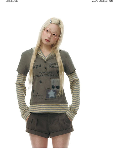 SPLICED HOODIE T-SHIRT