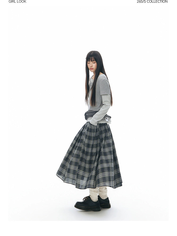 BUTTON FRONT WAVE SKIRT