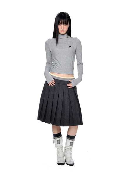 WAIST-LAYERED PLEATED SKIRT