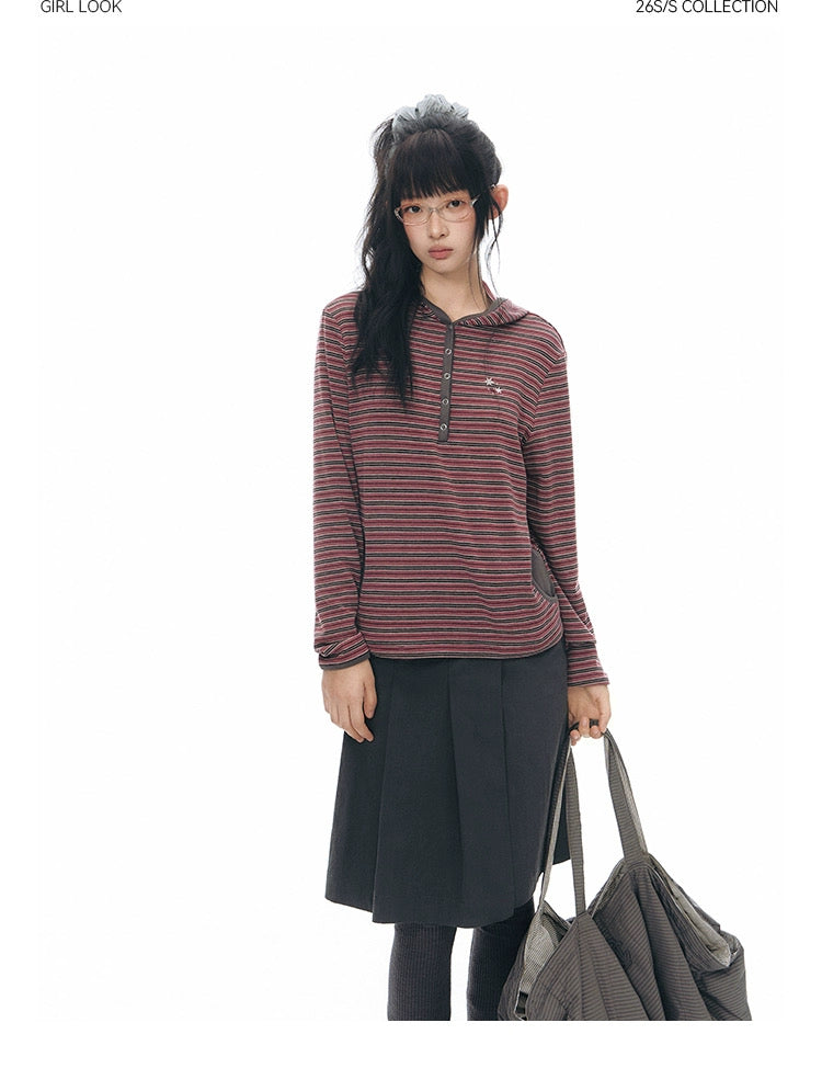 STRIPED HENLEY HOOD TOP