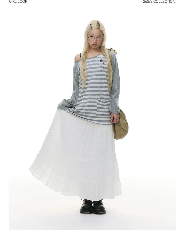 STRIPED SHOULDER T-SHIRT