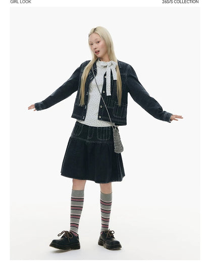 VINTAGE A-LINE DENIM SKIRT