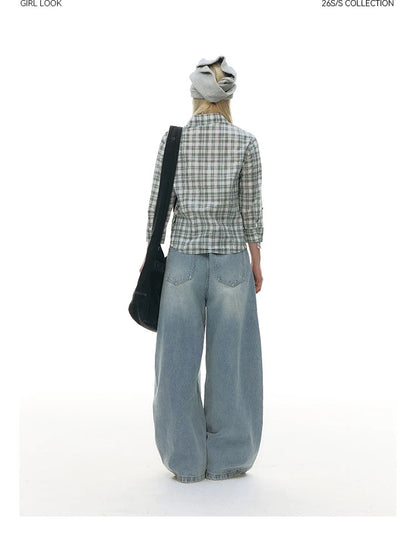 LAPEL PLAID COTTON SHIRT