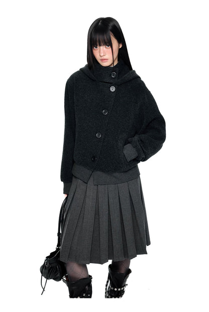 HOODED WOOL COAT